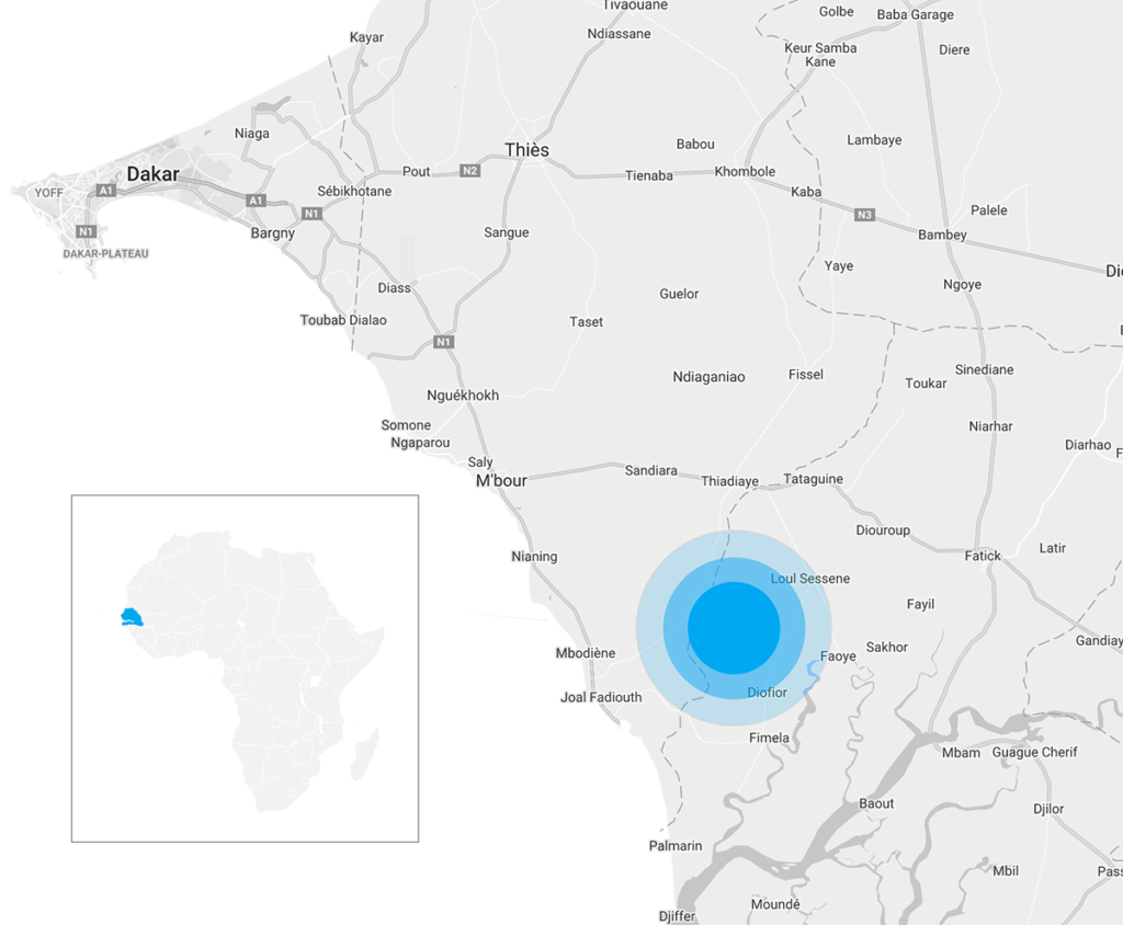 Carte Sénégal Zone des actions humanitaires de l'association Vie Sans Frontières
